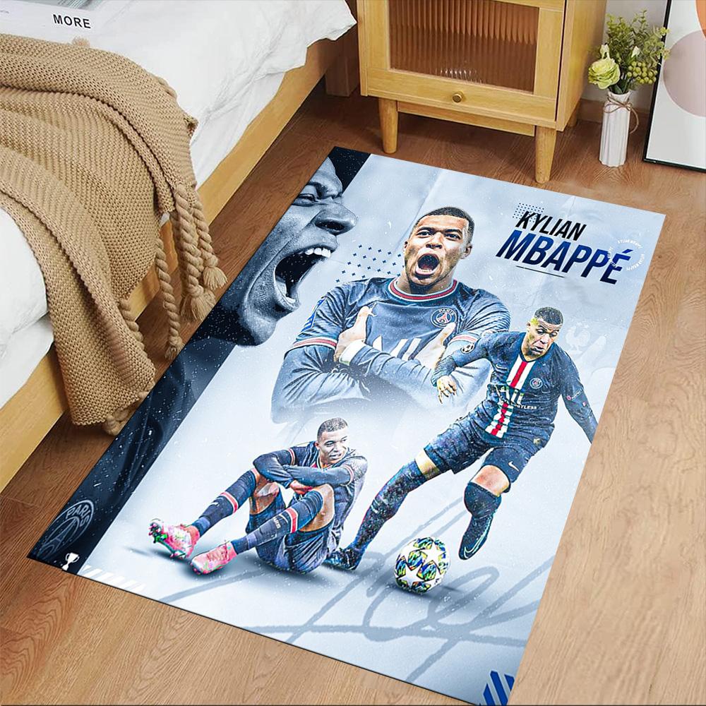 Star Player Kylian Mbappé Floor Mat Design for Living Rooms Bedrooms Decorate Room Balcony Anti-slip Rug Office Home Decor