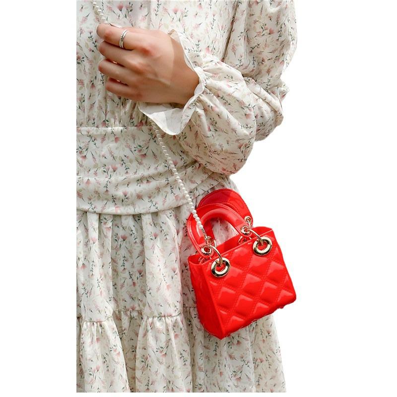 2025 Sommer Mini Diamantmønster Jelly Bag - PVC Perle Crossbody for Barn & Kvinner