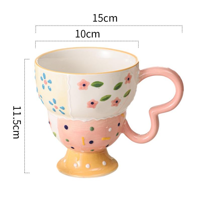 1PC Elegant Romantic Relief Ceramic Cup Mug Office Creative Breakfast Milk Goblet Household Anti-scalding Tableware