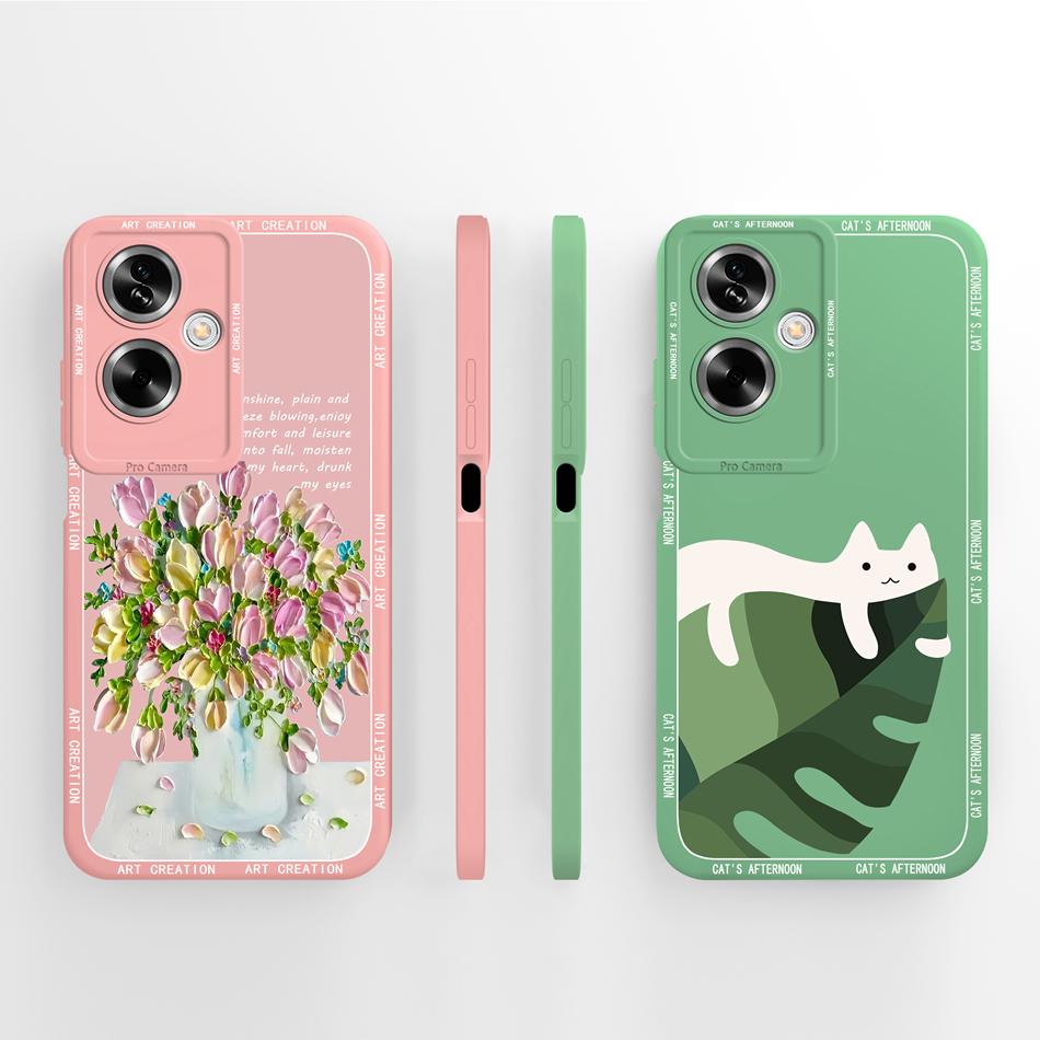 Cute Panda Covers For Oppo A79 5G Case For Oppo A2 5G Full Protection Funda For Oppo A 79 Housing Soft Liquid Silicone Back Capa
