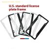 Universal Black Silver License Plate Frame With Screws – Auto Fiber Number Plate Tag Cover For Front And Rear