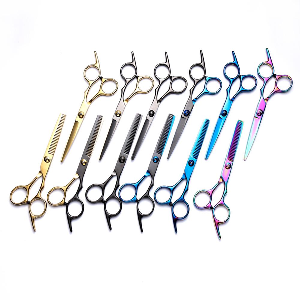 Hairdressing Scissors Set: Colored Straight-Tooth & Thinning Bangs Scissors for Professional Stylists