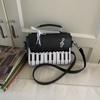 Fashion Contrast Color Handbag Creative Polka Dot Piano Note Small Square Bag Flip Zipper Shoulder Bag Y2k Style Crossbody Bag