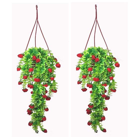 

@ Artificial Flower Bunch With Pot Red And Green Color 2 Bucket