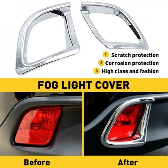 Rear Bumper Fog Cover Light Fit Toyota Highlander 2014-2018 Chrome Trim