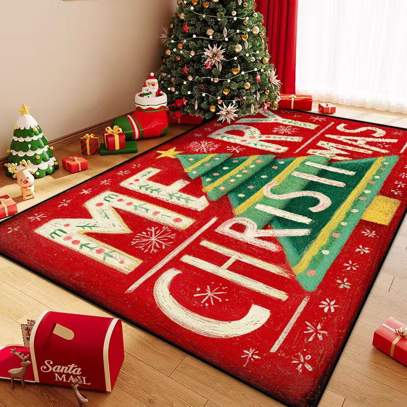 Christmas Collection Red Children's Room Decoration Carpet Non-slip Big Size Carpet Living Room Soft Easy Clean Sofa Table Mat