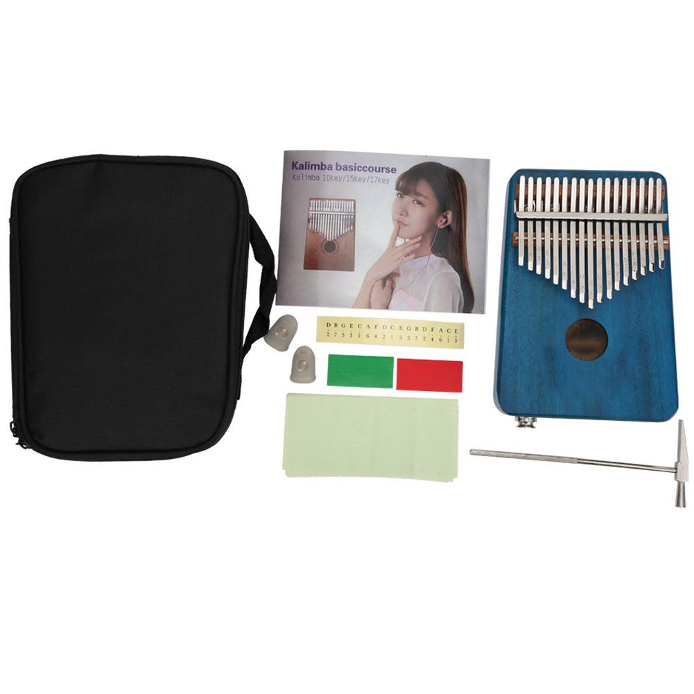 17 kláves Kalimba mahagon EQ palcové piano vestavěný snímač s přenosnou taškou Paroh soba(Modrý )