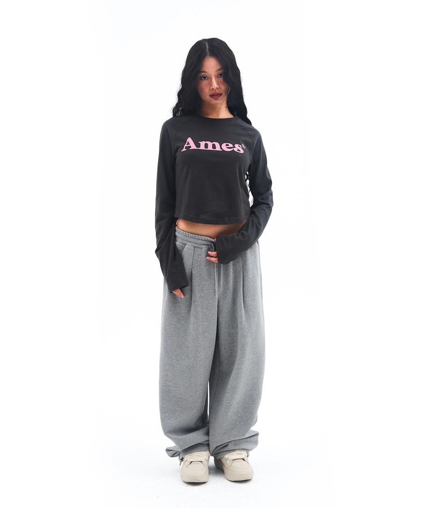 AMES-WORLDWIDE Basic Small Logo Sweat Pants Gray