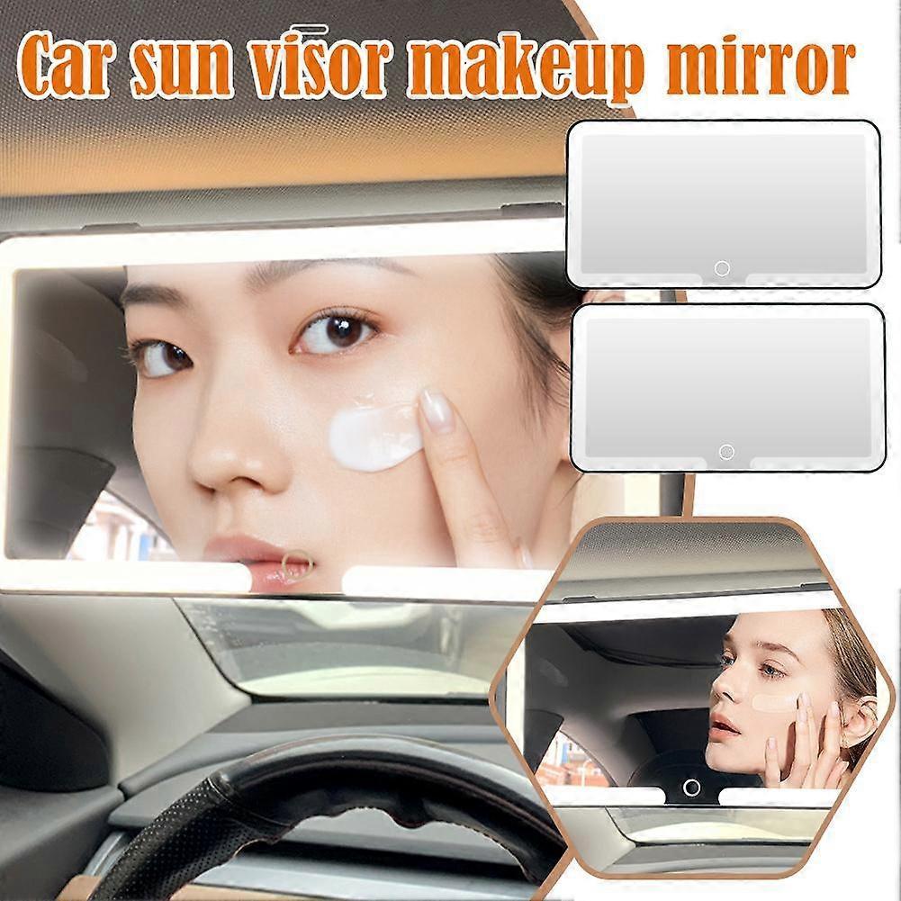 Rechargeable LED Car Sun Visor Makeup Mirror with 3Light Modes