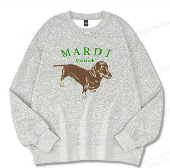 Korean Dachshund Print Sweatshirt 2024: Unisex Round Neck 320g Cotton, Kim Go-eun Inspired