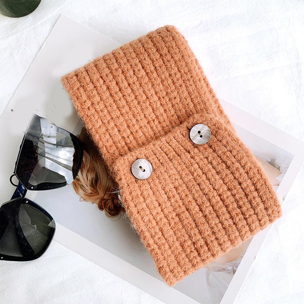 Elegant Knitted Scarf with Functional Buttons for Daily Wear Fashion Crossed Neck Warmer Wrap Scarf for Women Windproof