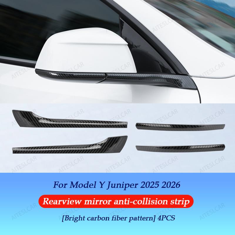 AITESLCAR For Tesla Model Y Lauch/Juniper 2025 2026 Bumper Rearview Mirror Anti-collision Strips Trim Anti-scratch Sticker Cover