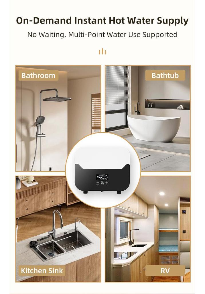 Smart 5500W 220V Instant Electric Water Heater for Under-Counter Kitchen Use
