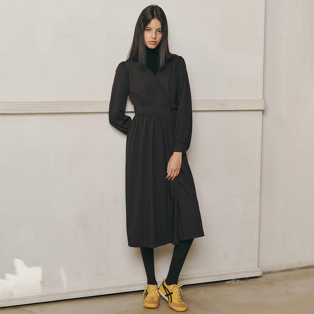 Eiaenlei Ar_Waistline Ribbon V-Neck Dress