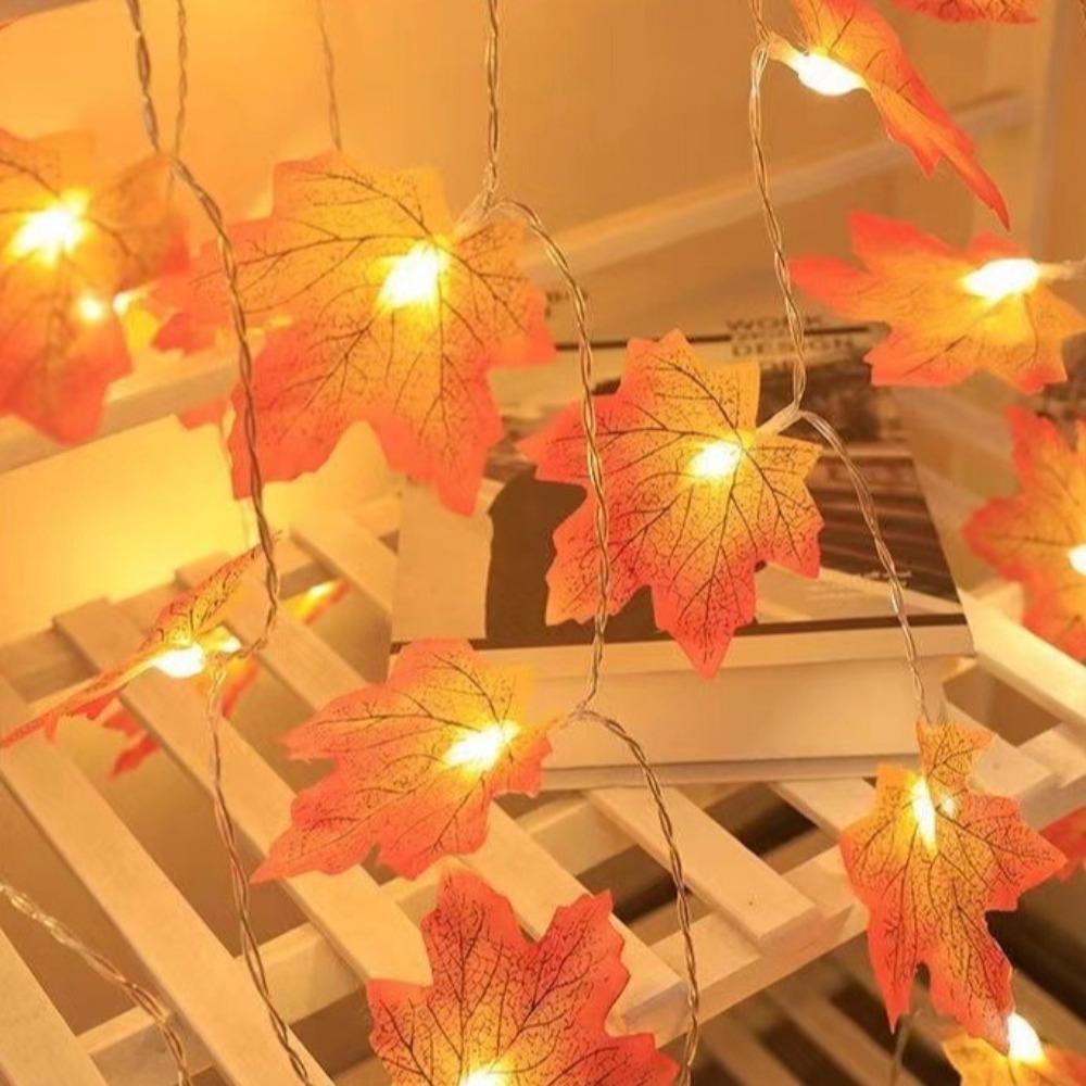 Hanging LED String Light Halloween Pumpkin String Lamp Maple Leaves Garland  Home Decoration
