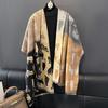 Scarf female retro autumn and winter versatile color matching cartoon cat long thickened warm imitation cashmere shawl