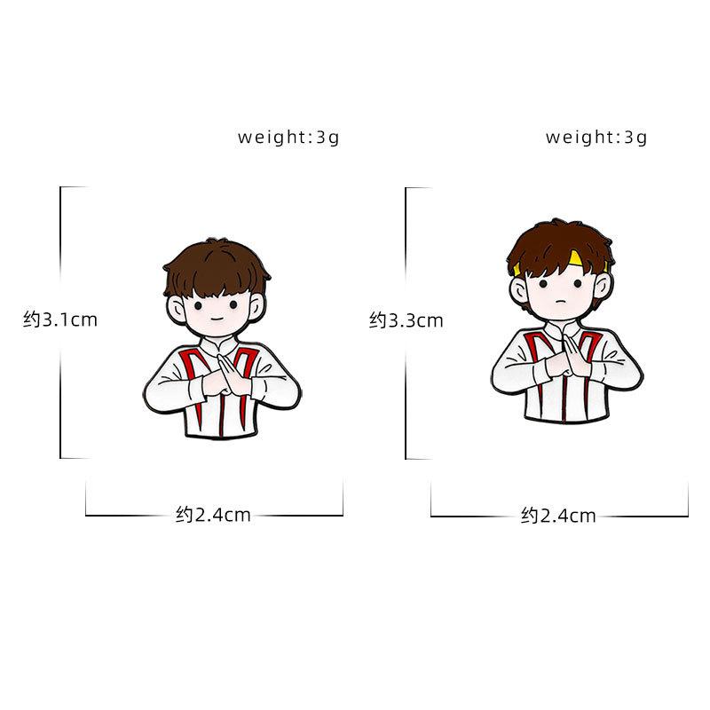 National Ping Sha Head Combination Cartoon Badge Athlete Metal Brooch Clothes Bag Accessories Gift Commemorative Badge