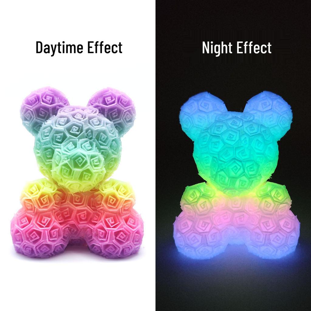 3D Printed Rose Bear Desktop Ornament - Valentine's Day or Birthday Gift Souvenir