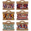 Country Flag Beaded Bracelet Set Multilayer Elastic Jewelry for Fans