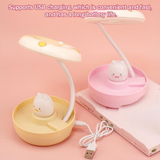 Donut Design Small Table Lamp 360 Degree Flexible Neck LED Soft Light No Flicker Eye Protection USB Powered Reading Night Light