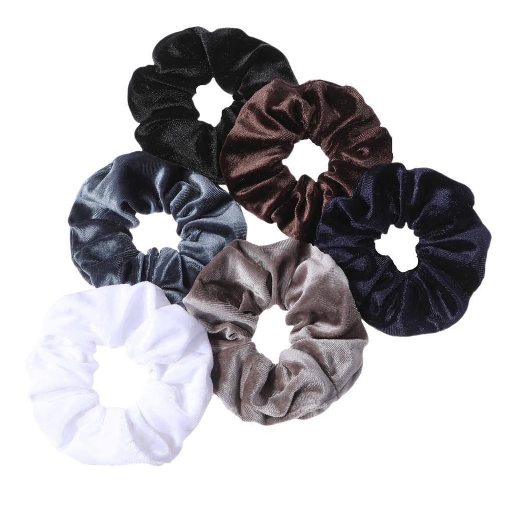 6pc/lot Scrunchies Velvet Scrunchies Hair Accessories For Women Elastic Bands Elegant Ponytail Solid Colors White Black Coffee