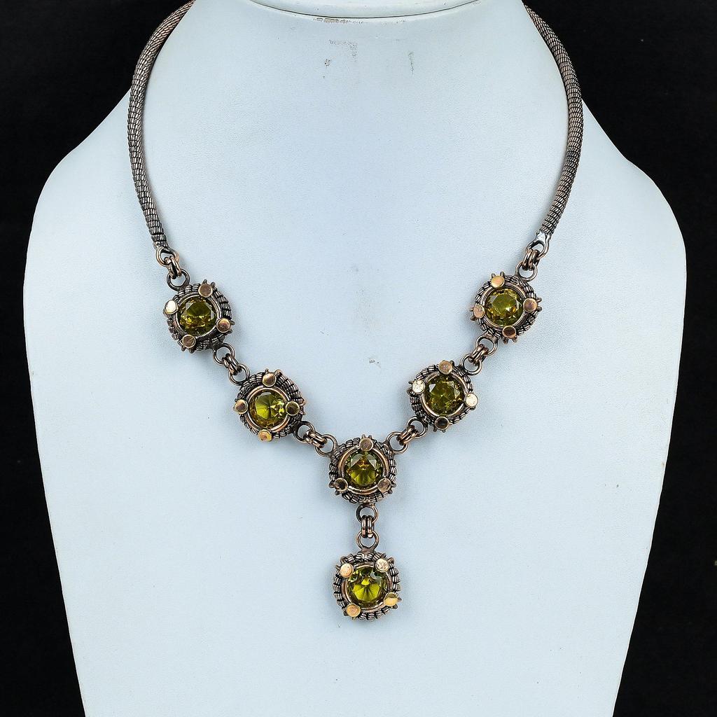 Lemon Topaz Designer Necklace, 999 Copper Wire Wrapped Necklace, Adjustable Chain Necklace, Handmade Necklace For Memorial Day