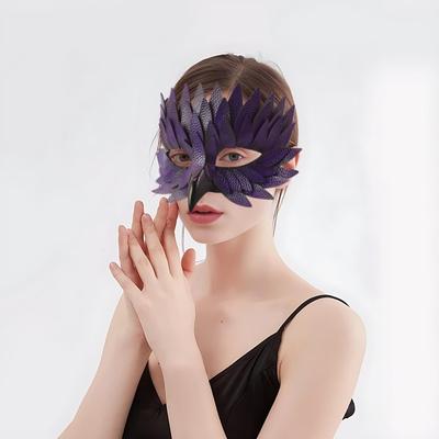 Bunte Halloween Feder Maske Realistische Handgemachte Feder Halbgesichtsmaske Mysteriöse Plastik Kostümparty Maske Weihnachtsfeier