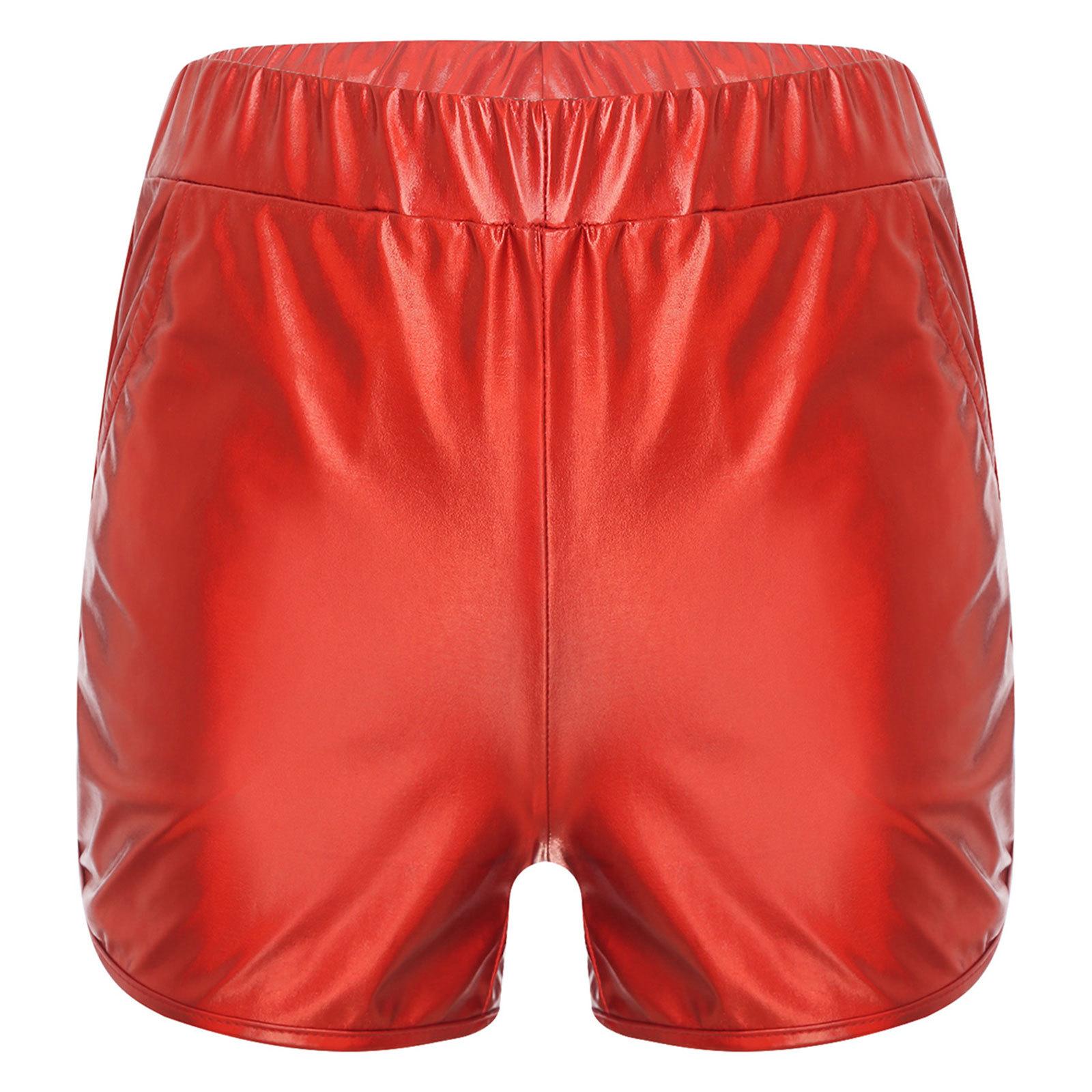 

Чоловічі металізовані блискучі шорти для сідниць, еластичний пояс, бічні кишені, облягаючі гарячі шорти для бодібілдингу, нічного клубу, йоги, фітнесу червоний