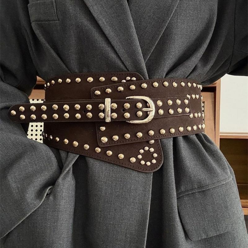 Stylish Rivet Waist Belt Adjustable PU Leather Corset For Women And Men Contemporary Waist Cincher Fashion Accessory