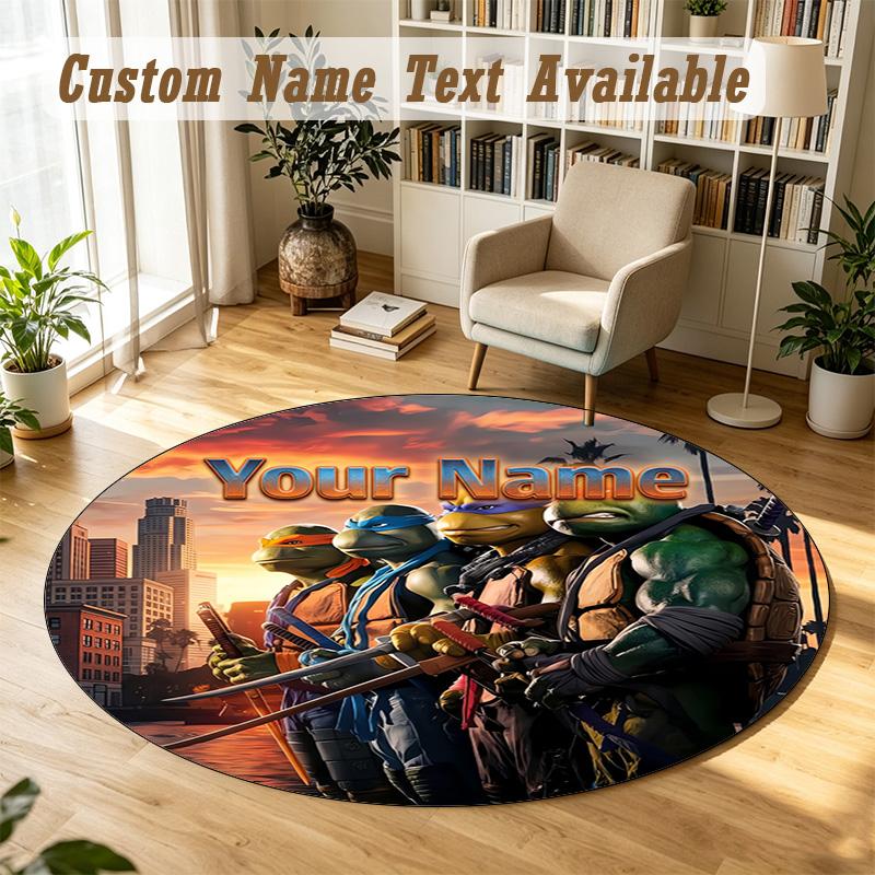 Round Rug Custom NameTeenage Mutant Ninja Turtles Pattern Non Slip Carpet Home Floor Decor