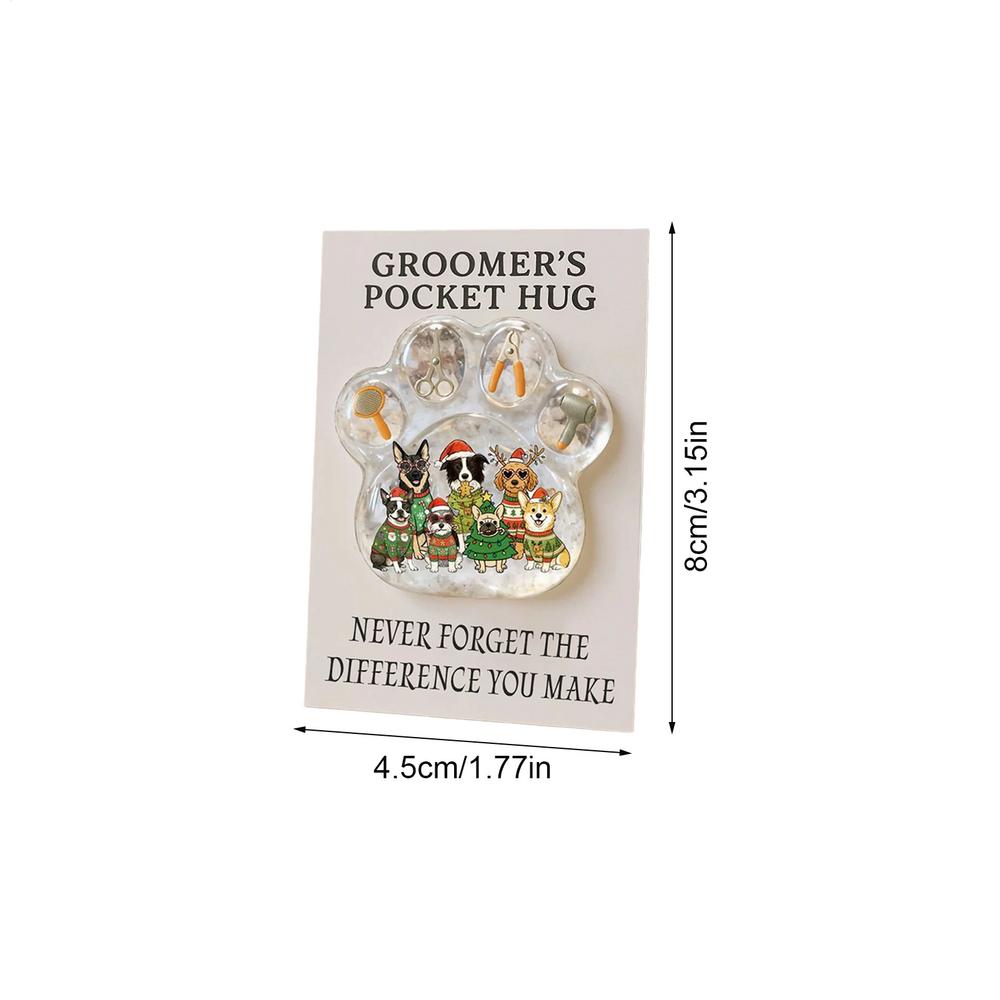 Dog Paw Pocket Pet Groomer Ornaments With Card Inspirational Keepsake For Friends Women Men Adults Kids Boys Girls