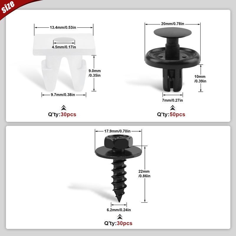 100Pcs Engine Under Cover Retainer Clips for Toyota 90467-07201 90189-06193 90159-60477 Push-Type Fastener Nut Screw Bolt
