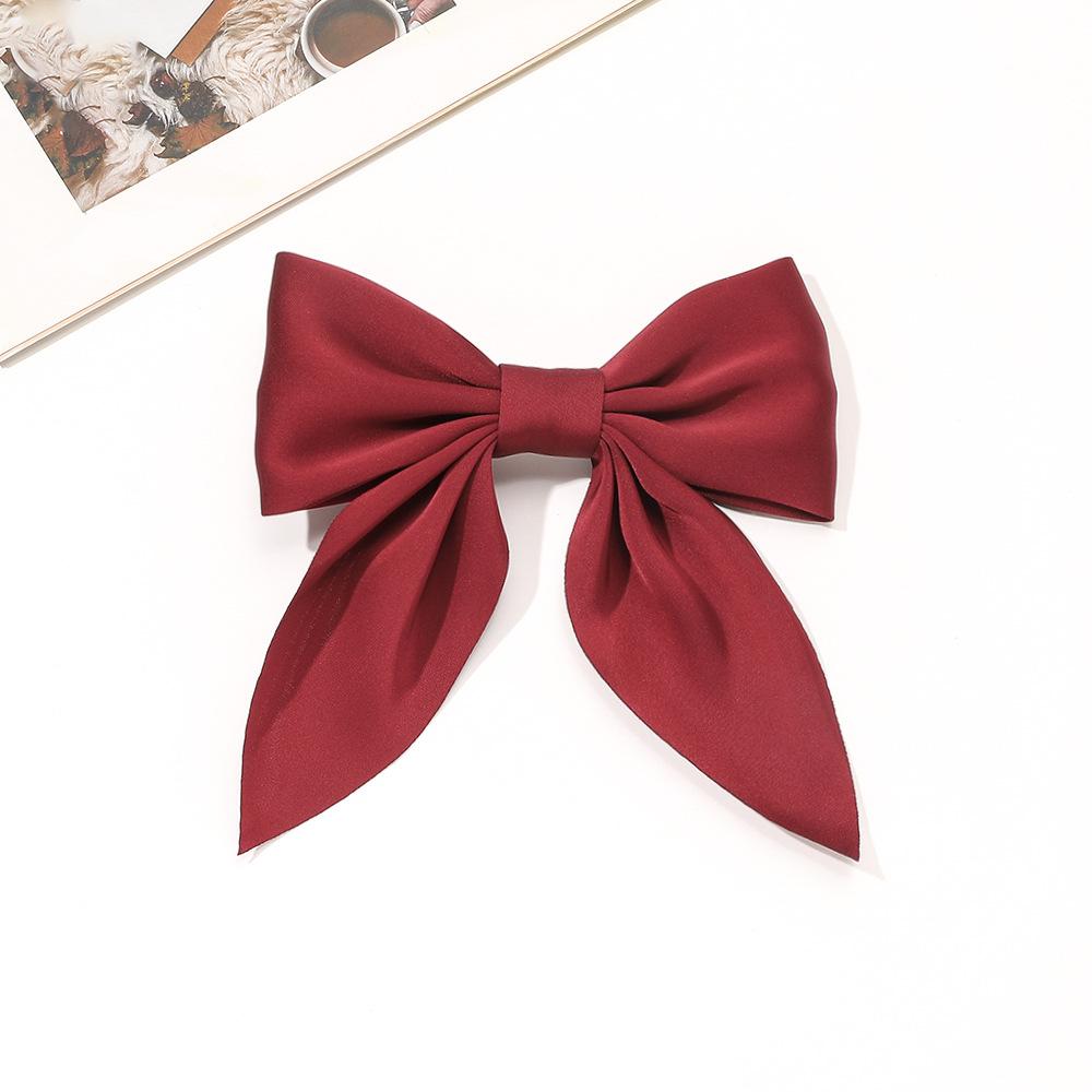 Solid Color Satin Ribbon Big Bows Hairpin Duckbilled Clip Hair Accessories For Women Girls Trendy Korean Summer Hair Accessories
