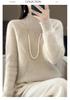 Women's Autumn/Winter Half-High Collar Knit Wool Sweater: Elegant, Loose-Fit Diamond Pullover
