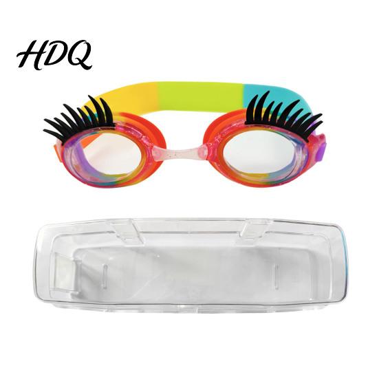 Verstellbarer Kopfbügel Schwimmbrille Kinder Schwimmen mit Wimpern Wasserdicht Kein Auslaufen Anti-Beschlag UV Wimpernschutz Klare Linse Jungen Mädchen Silikon Schwimmen