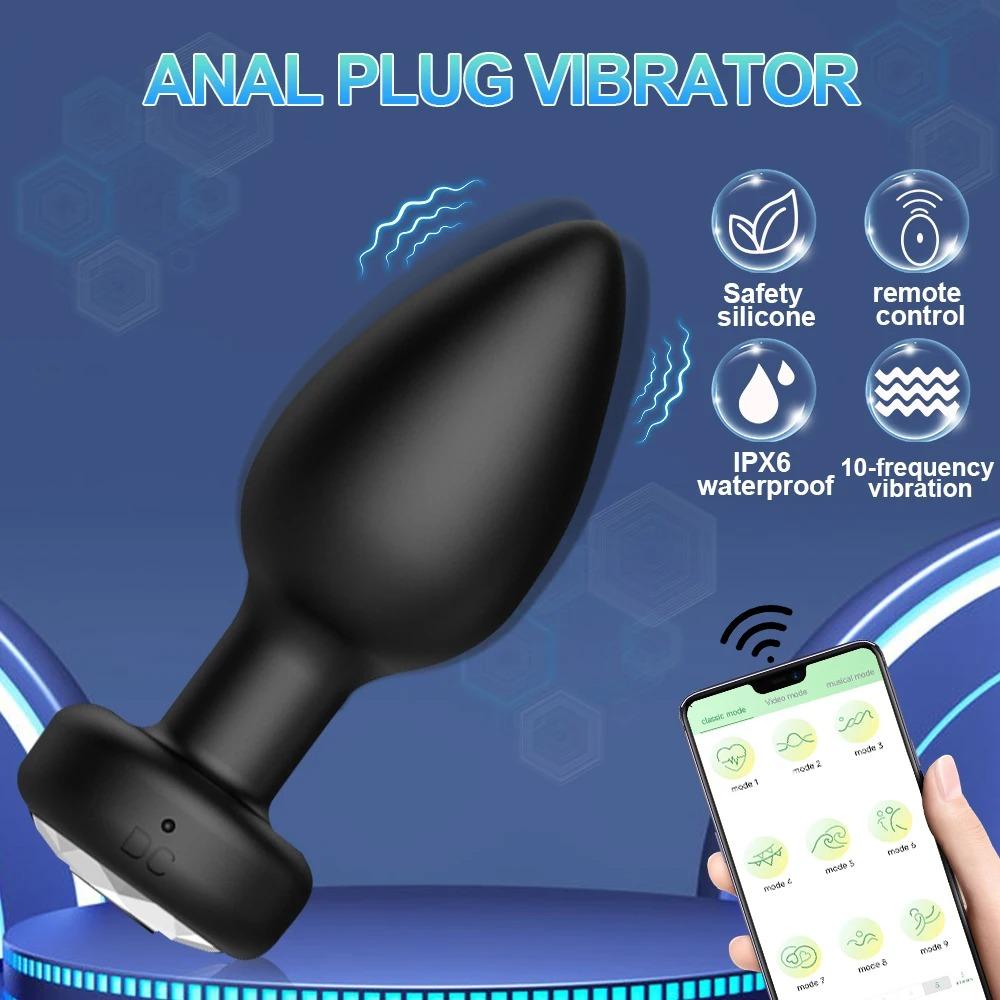 App Anal Plug Vibrator 10 Speeds Butt Plug Prostate Vibrating Massager Control Female Masturbator Sex Toys for Women Men