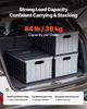 VEVOR Plastic Collapsible Storage Bins with Lids, 65L 3 Packs, Stackable Folding Storage Crates with Handles, Holds 38 kg Per Bin
