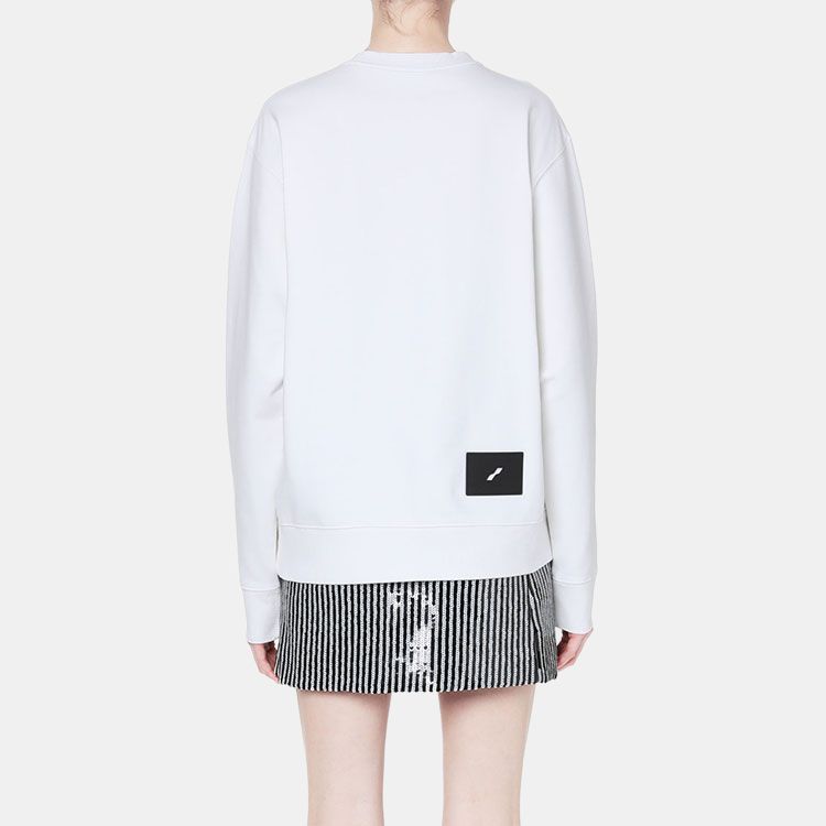 WE11DONE Mint Green Square Logo Crew Neck Solid Color Pullover Long Sleeve Sweatshirt Unisex sweatshirt White WD-TS1-21-504-U-IV