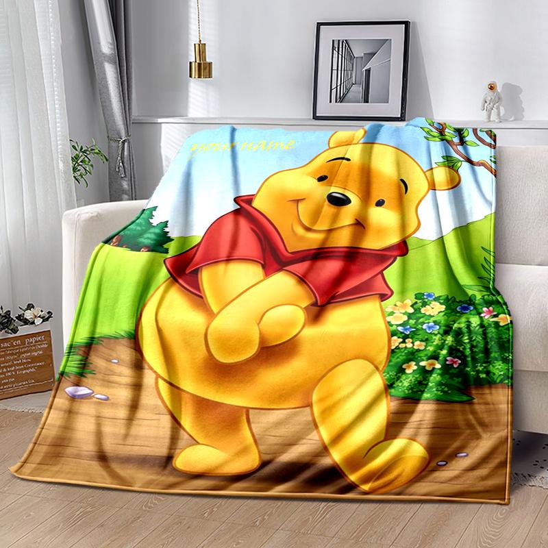 Customiz Name Personality Winnie the Pooh Blanket Soft &Warm Sofa Office Bed Travel Lunch Break Blanket, Gift Suitable All Seasons