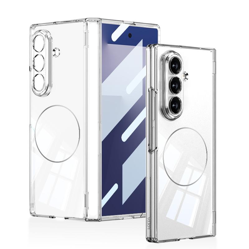 For Samsung Galaxy Z Fold 7 Case Hard Transparent middle hinge Magnetic Wireless Charging Protect Back Cover For Z fold7 Shell Galaxy Z Fold7
