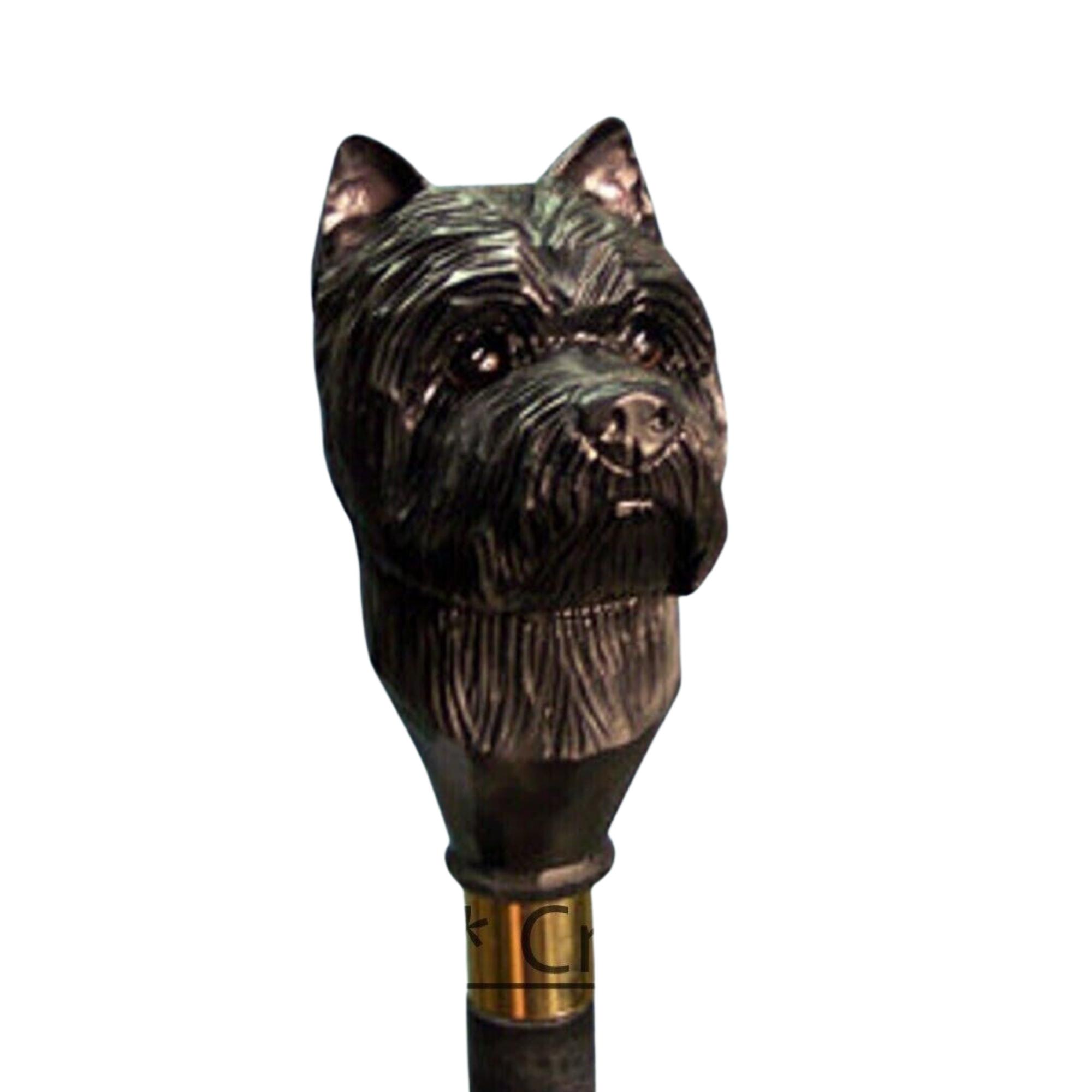 Резная деревянная трость в форме головы терьера, подарок в виде пирамидки из камней