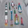 European and American Children's Short-Sleeved Clothing 2025 Summer New Gray Boys' Tops with Rocket Print Pattern Factory Wholesale