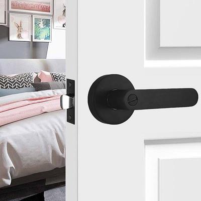 Poignée de porte de confidentialité Robuste Noir Bouton de porte de passage Serrure Intérieur Poignées de porte plates noires Sans clé Pour Salle de bain Chambre à coucher