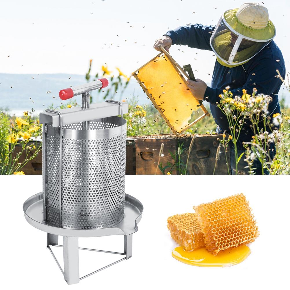 Stainless Steel Household Manual Honey Presser Wax Press Beekeeping Tool with Filter