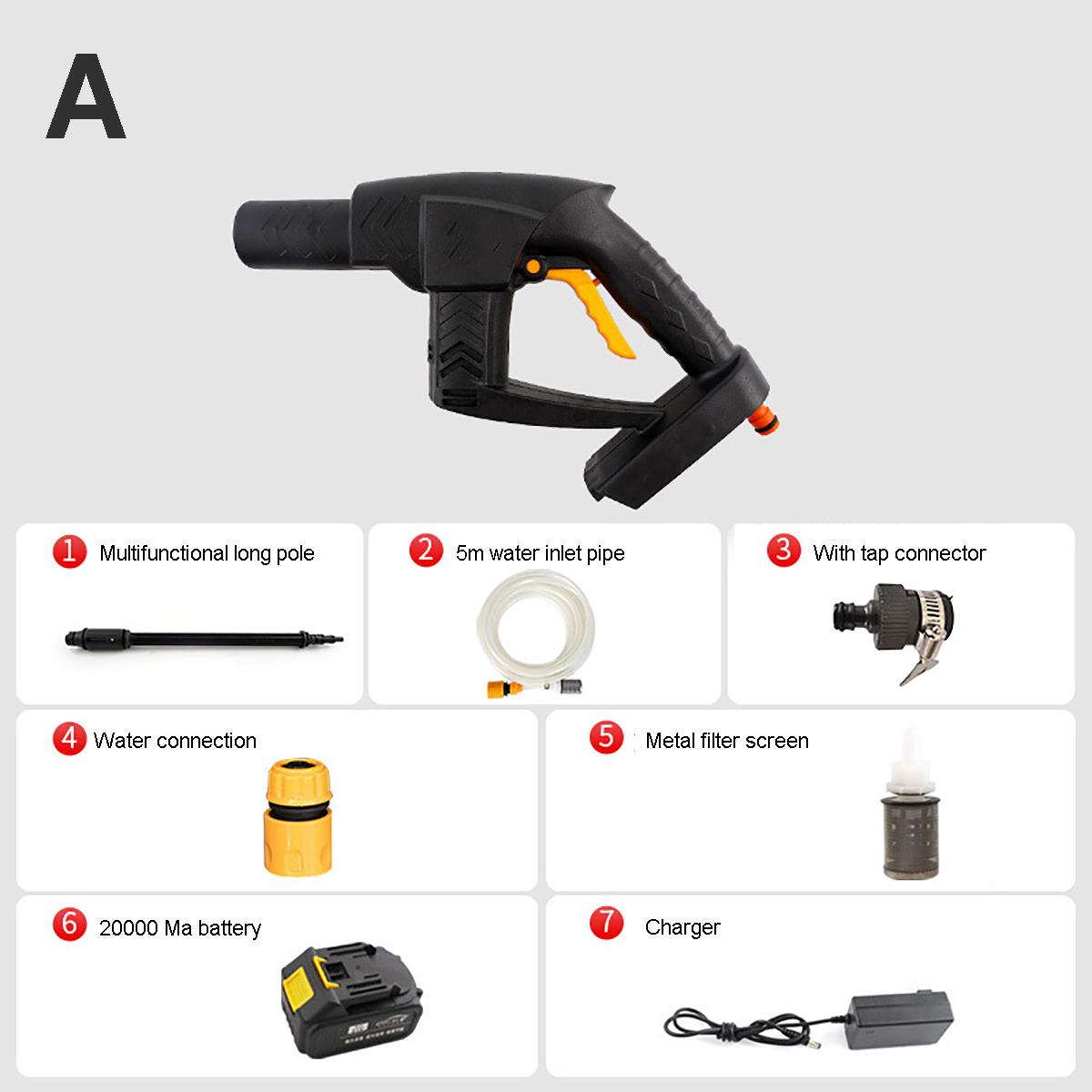 

Беспроводная автомобильная стиральная машина, зарядка литиевой батареи, портативный водяной пистолет с водопроводной трубой, инструменты для автоматической мойки, детали для чистки автомобиля 21 В A Type