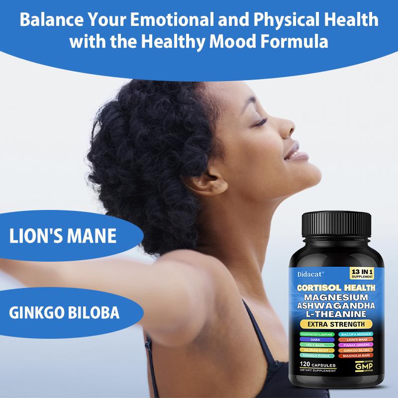 Cortisol Supplement, Magnesium Blend 200 Mg, L-theanine 150 Mg, 120 Capsules