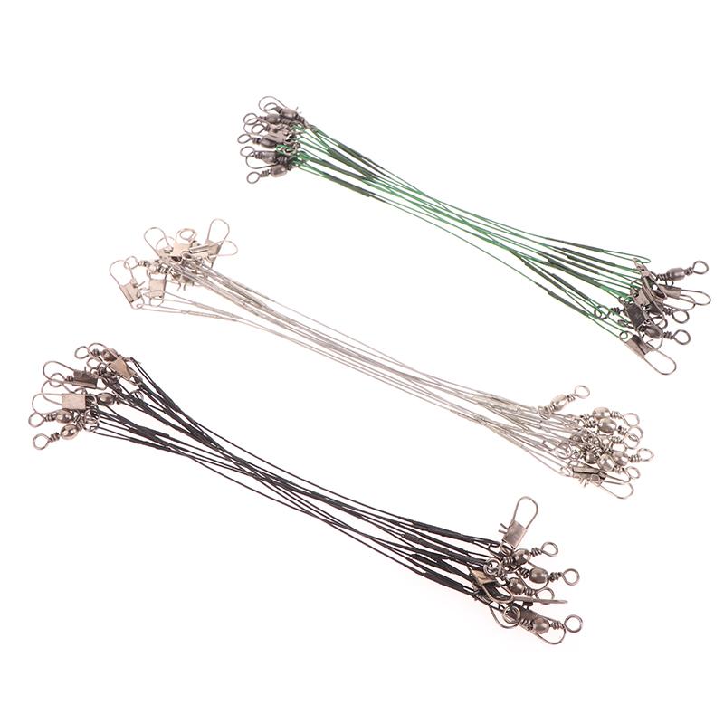 10Pcs 10/15/20/25/30Cm Anti-Bite Steel Wire Leash Lure Fishhook Line Trace Wire Leader With Swivel Fishing Lure Accessories