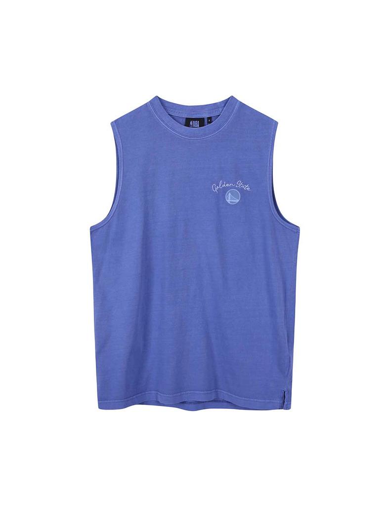 Enbiei One-Point Logo Pigment Sleeveless Blue
