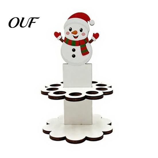 Decorazione da Tavola Natalizia in Legno Porta Soldi di Natale Ornamenti con 10 Fori, Pupazzo di Neve Babbo Natale Albero Espositore per Contanti Porta, Decorazione per
