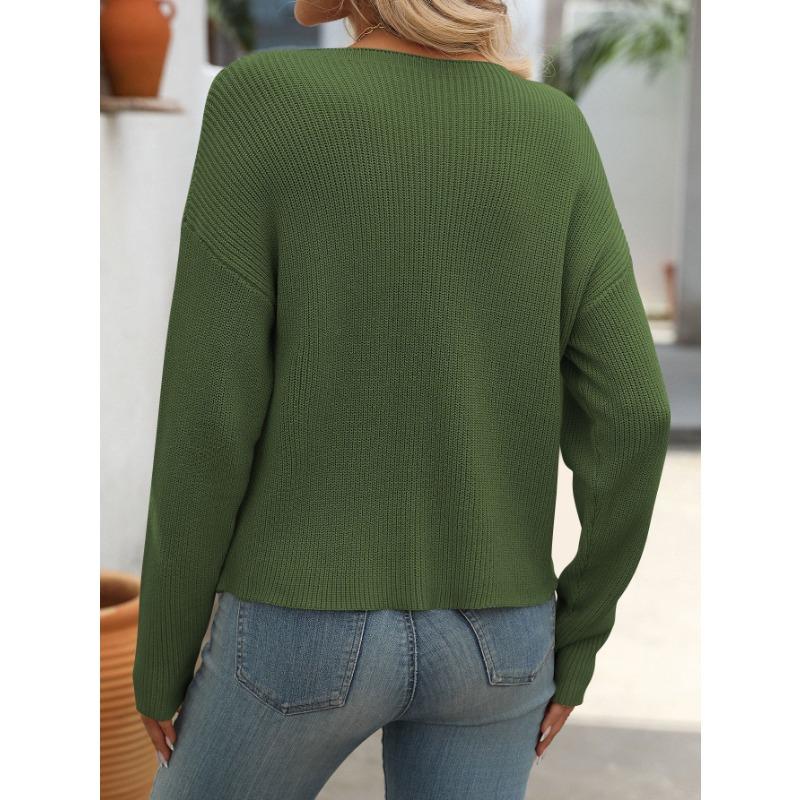 Dámská móda Ležérní jaro podzimní jednobarevné halenky a košile s dlouhým rukávem a výstřihem